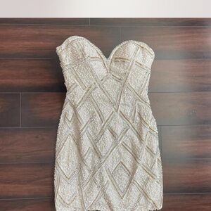 Scala Strapless White and Silver Dress